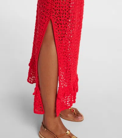 Anna Kosturova Rosette Crochet Cotton Maxi Skirt