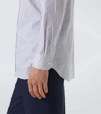Dunhill Striped Cotton And Wool Oxford Shirt In Blue