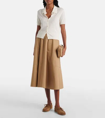 Vince Short Sleeve Button-up Sweater In White