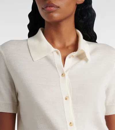 Vince Short Sleeve Button-up Sweater In White