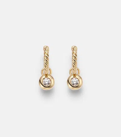 David Yurman Petite Cable 18kt Gold Huggie Earrings With Diamonds