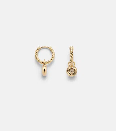 David Yurman Petite Cable 18kt Gold Huggie Earrings With Diamonds