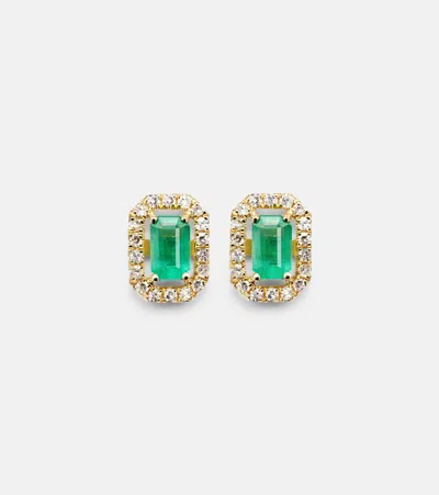 Shay Jewelry 18kt Gold Earrings With Emeralds And Diamonds