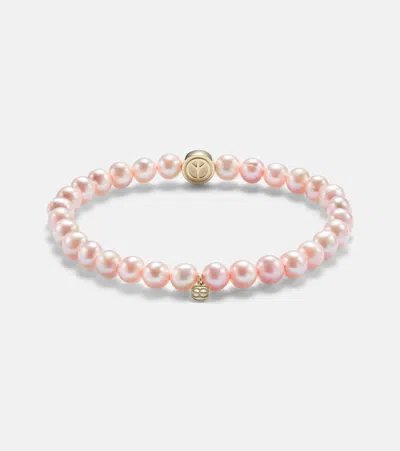 Sydney Evan Peace & Love 14kt Gold Bracelet With Pearls And Diamonds