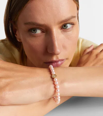 Sydney Evan Peace & Love 14kt Gold Bracelet With Pearls And Diamonds