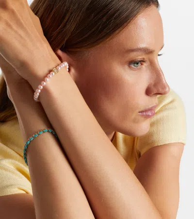 Sydney Evan Peace & Love 14kt Gold Bracelet With Pearls And Diamonds