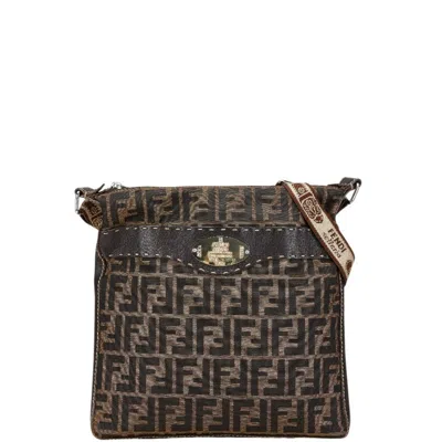Pre-owned Fendi Brown Canvas Leather Shoulder Bag ()