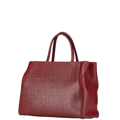 Pre-owned Fendi Red Color Leather Handbag Shoulder Bag ()