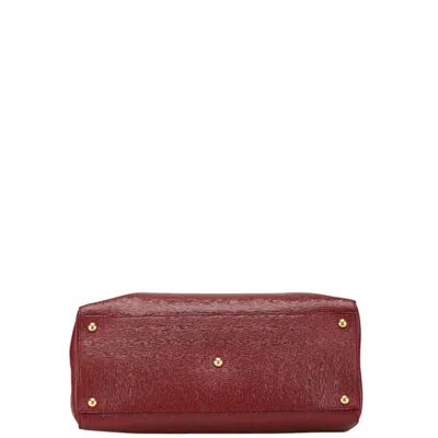 Pre-owned Fendi Red Color Leather Handbag Shoulder Bag ()