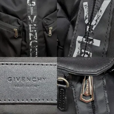 Pre-owned Givenchy Black White Nylon Leather Backpack ()