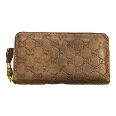 Pre-owned Gucci Bamboo Brown Long Wallet (bi-fold) ()