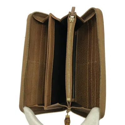 Pre-owned Gucci Bamboo Brown Long Wallet (bi-fold) ()
