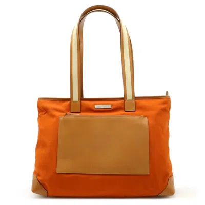 Pre-owned Gucci Beige Camel Orange Canvas Leather Shoulder Bag Tote Bag ()