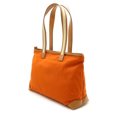 Pre-owned Gucci Beige Camel Orange Canvas Leather Shoulder Bag Tote Bag ()