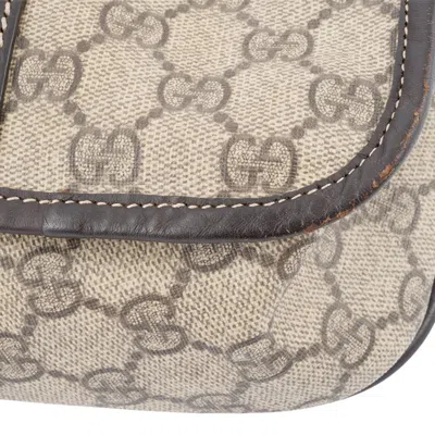 Pre-owned Gucci Beige Brown Canvas Leather Shoulder Bag ()