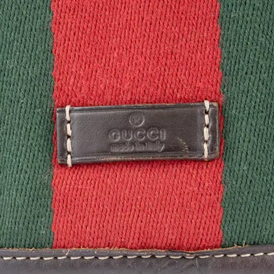 Pre-owned Gucci Beige Brown Canvas Leather Shoulder Bag ()