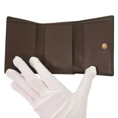 Pre-owned Gucci Beige Brown Gg Supreme Leather Wallet (tri-fold) () In Multi