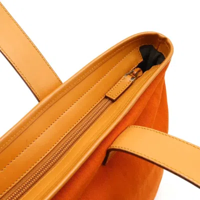 Pre-owned Gucci Beige Camel Orange Canvas Leather Shoulder Bag Tote Bag ()