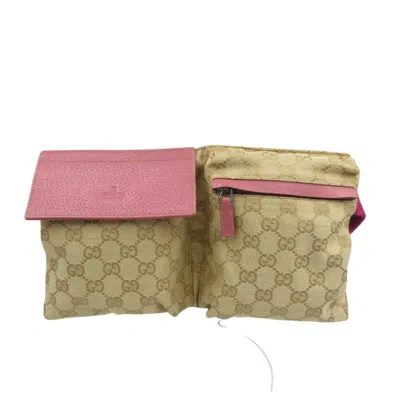 Pre-owned Gucci Beige Pink Gg Canvas Fanny Pack Sling Bag ()