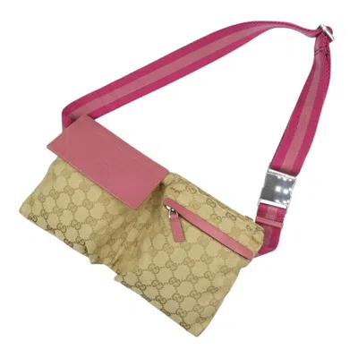 Pre-owned Gucci Beige Pink Gg Canvas Fanny Pack Sling Bag ()
