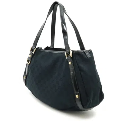 Pre-owned Gucci Black Canvas Patent Leather Shoulder Bag Tote Bag ()