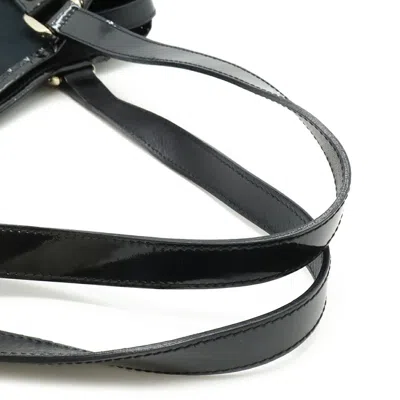 Pre-owned Gucci Black Canvas Patent Leather Shoulder Bag Tote Bag ()