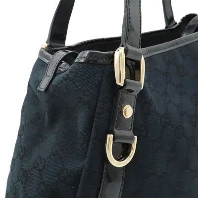 Pre-owned Gucci Black Canvas Patent Leather Shoulder Bag Tote Bag ()