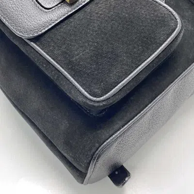 Pre-owned Gucci Black Bamboo Suede Leather Backpack ()