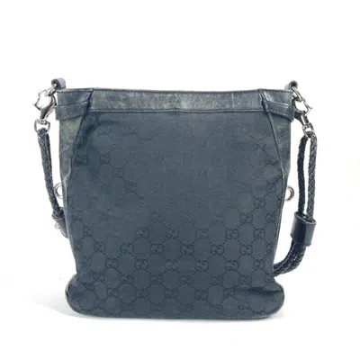 Pre-owned Gucci Black Gg Canvas Leather Shoulder Bag ()