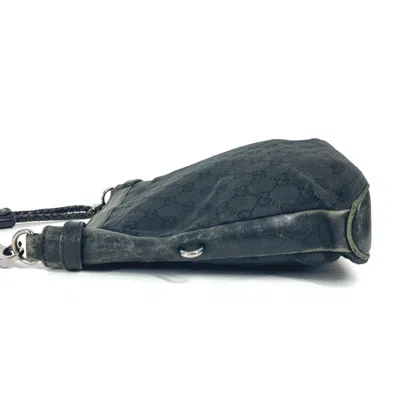 Pre-owned Gucci Black Gg Canvas Leather Shoulder Bag ()