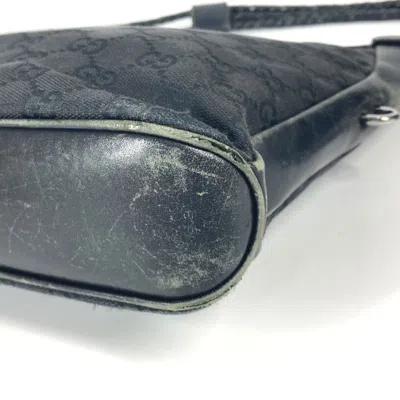 Pre-owned Gucci Black Gg Canvas Leather Shoulder Bag ()