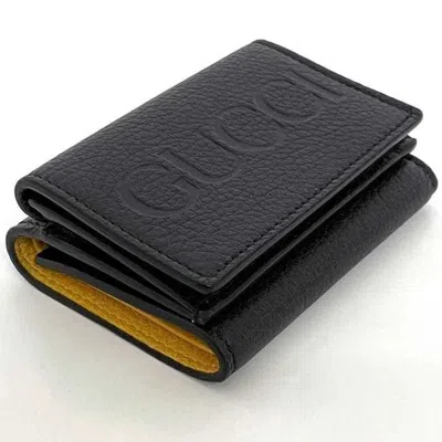 Pre-owned Gucci Black Leather Wallet (tri-fold) ()