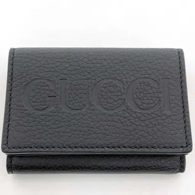 Pre-owned Gucci Black Leather Wallet (tri-fold) ()