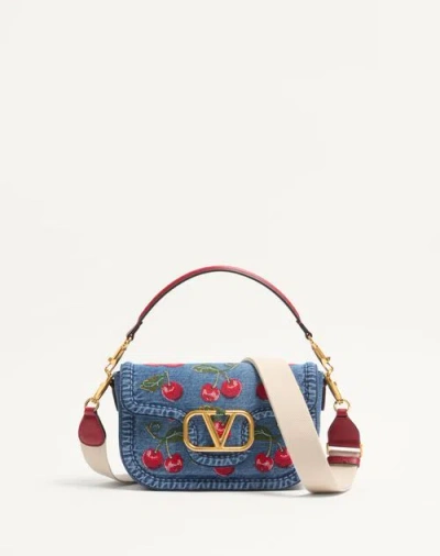 Valentino Garavani Sac Porté Épaule  Garavani Alltime En Denim Avec Broderie Cherryfic Femm