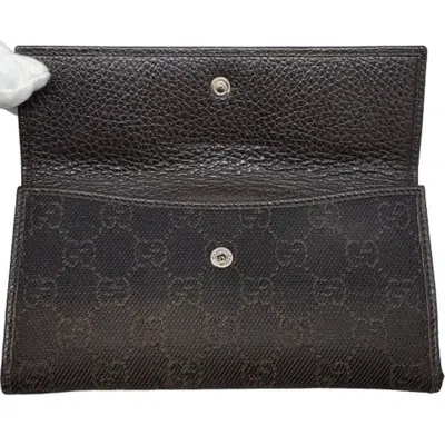 Pre-owned Gucci Brown Gg Canvas Long Wallet (bi-fold) ()