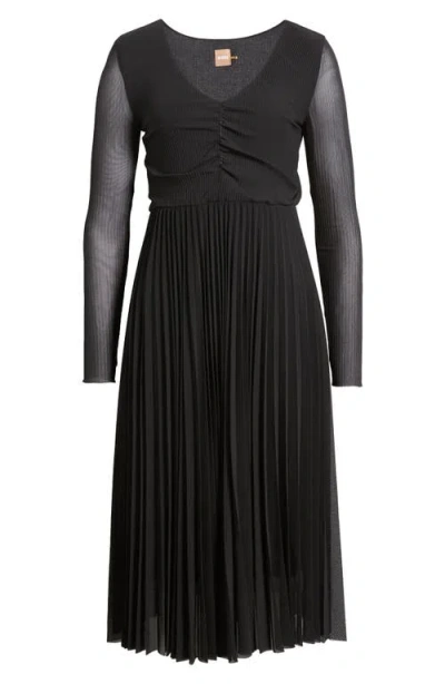 Hugo Boss Erlissi Pleated Long Sleeve Dress