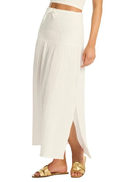 Sea Level Sunset Beach Cotton Gauze Cover-up Skirt In White