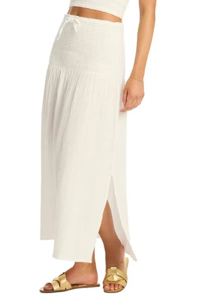 Sea Level Sunset Beach Cotton Gauze Cover-up Skirt In White