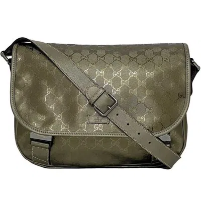 Pre-owned Gucci Green Khaki Coated Canvas Shoulder Bag ()