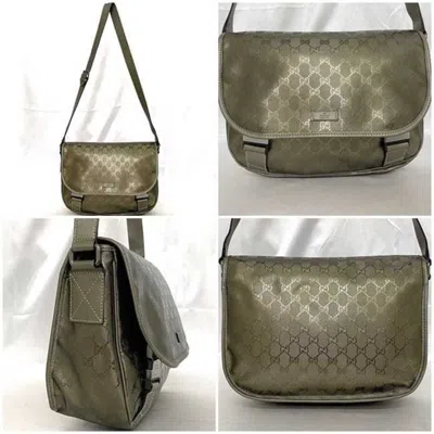 Pre-owned Gucci Green Khaki Coated Canvas Shoulder Bag ()