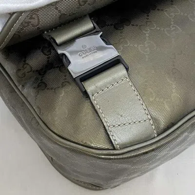 Pre-owned Gucci Green Khaki Coated Canvas Shoulder Bag ()