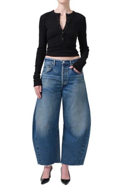 Citizens Of Humanity Horseshoe Superhigh Waist Raw Hem Crop Barrel Jeans
