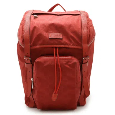 Pre-owned Gucci Red Color Nylon Leather Backpack ()