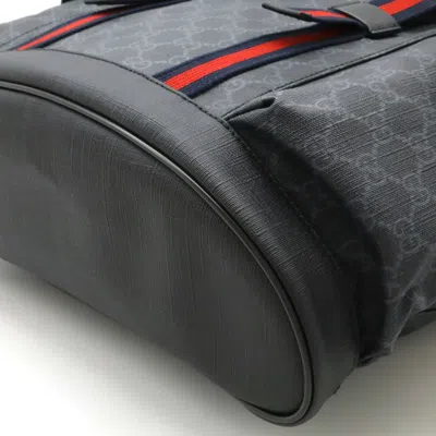 Pre-owned Gucci Sherry Line Black Gray Navy Red Color Pvc Leather Backpack ()