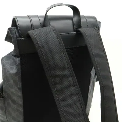 Pre-owned Gucci Sherry Line Black Gray Navy Red Color Pvc Leather Backpack ()