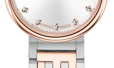 Fendi Forever  Sunray Two-tone Diamond Bracelet Watch, 19mm