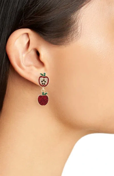 Leith Glitter Apple Mismatched Drop Earrings