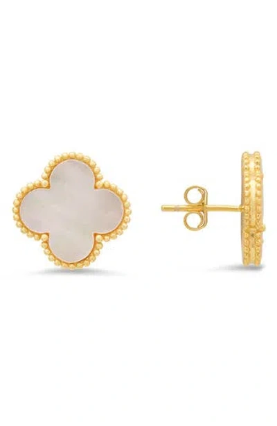 Queen Jewels Mother-of-pearl Clover Stud Earrings