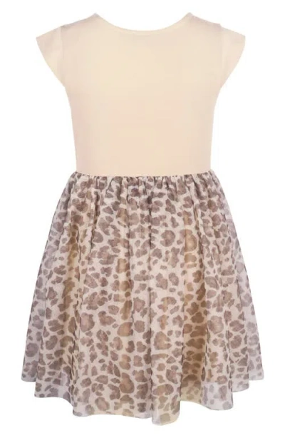 Zunie Kids' Leopard Print Kitty Dress In Neutral