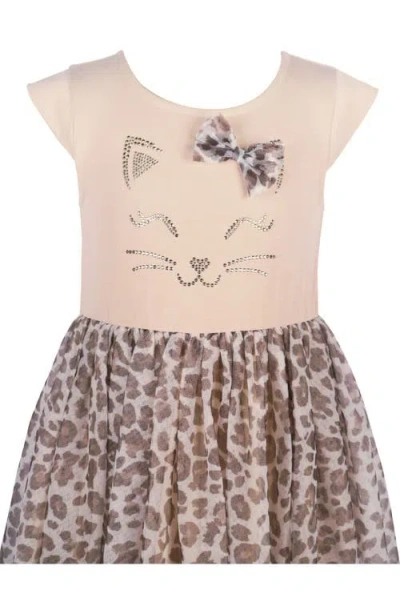 Zunie Kids' Leopard Print Kitty Dress In Neutral